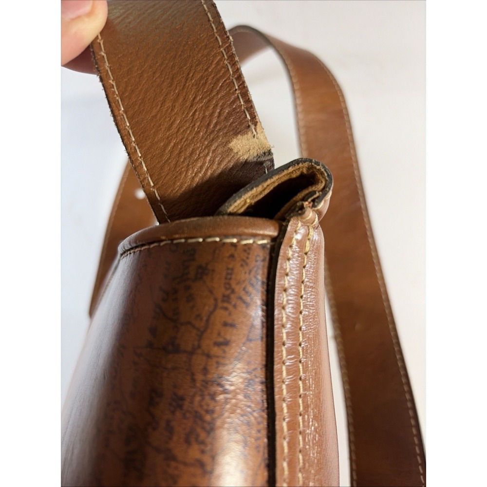 Patricia Nash Map Print Leather Crossbody Bag Brown Tan Italy Map Embossed Logo - Picture 6 of 14